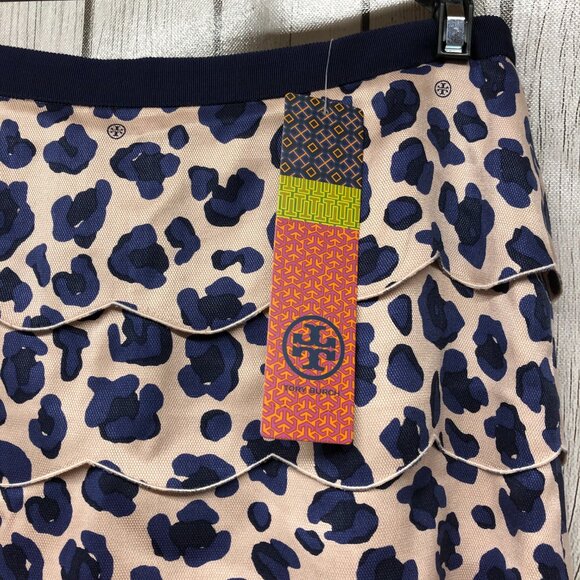 Tory Burch Women's Blue Persian Leopard Meri Skirt Size 4 New with Tags  ** - Picture 2 of 7